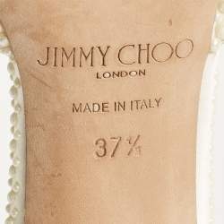 Pre Owned Jimmy Choo Cream Faux Pearl and Satin D'orsay Pumps Size 37.5