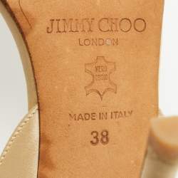 Jimmy Choo Gold Satin Crystal Embellished Ankle Strap Sandals Size 38