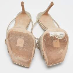 Pre Owned Jimmy Choo Gold Glitter Slide Sandals Size 39