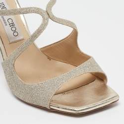 Pre Owned Jimmy Choo Gold Glitter Slide Sandals Size 39