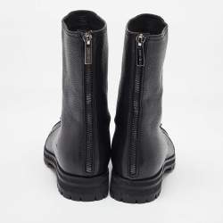 Pre Owned حذاء بوت كومبات جيمي تشو كروز جلد أسود مزخرف كريستال مقاس 38