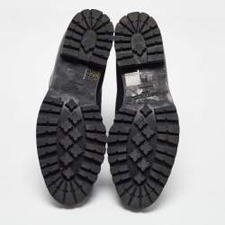 Pre Owned حذاء بوت كومبات جيمي تشو كروز جلد أسود مزخرف كريستال مقاس 38