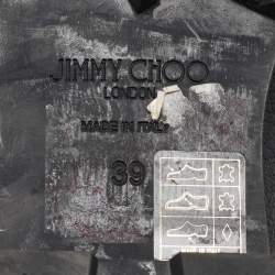 Pre Owned حذاء بوت كومبات جيمي تشو كروز جلد أسود مزخرف كريستال مقاس 38