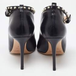 Pre Owned Jimmy Choo Black Leather Lark 100 Booties Size 37.5