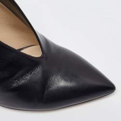 Pre Owned Jimmy Choo Black Leather Lark 100 Booties Size 37.5