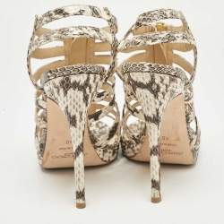 Jimmy Choo Beige Snakeskin Glenys Gladiator Platform Sandals Size 40