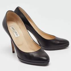 Jimmy Choo Black Leather Platform Pumps Size 40