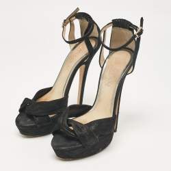 Jimmy Choo Black Suede Ankle Strap Sandals Size 37