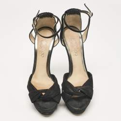 Jimmy Choo Black Suede Ankle Strap Sandals Size 37
