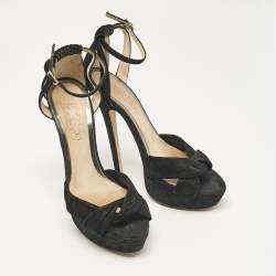 Jimmy Choo Black Suede Ankle Strap Sandals Size 37