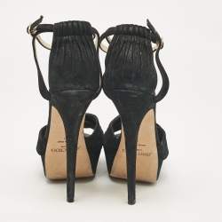 Jimmy Choo Black Suede Ankle Strap Sandals Size 37