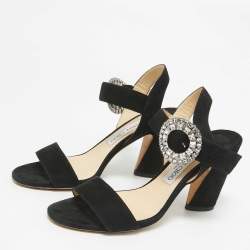 Jimmy Choo Black Suede Mischa Sandals Size 38