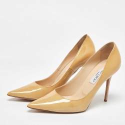 Jimmy Choo Beige Patent Leather Romy Pumps Size 37.5