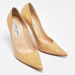 Jimmy Choo Beige Patent Leather Romy Pumps Size 37.5