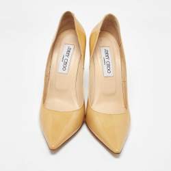 Jimmy Choo Beige Patent Leather Romy Pumps Size 37.5