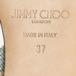 Jimmy Choo Multicolor Canvas Ankle Strap Sandals Size 37