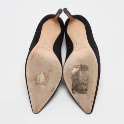 Pre Owned حذاء كعب عالي جيمي تشو مقدمة مدببة جلد مدبوغ أسود مقاس 37.5