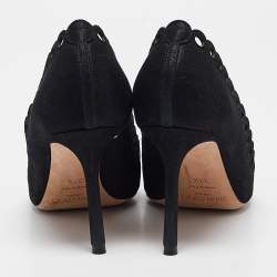 Pre Owned حذاء كعب عالي جيمي تشو مقدمة مدببة جلد مدبوغ أسود مقاس 37.5