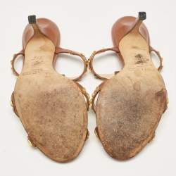 Pre Owned Jimmy Choo Brown Leather Slide Sandals Size 37.5