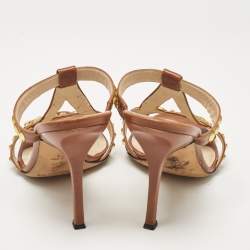 Pre Owned Jimmy Choo Brown Leather Slide Sandals Size 37.5