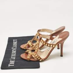 Pre Owned Jimmy Choo Brown Leather Slide Sandals Size 37.5