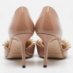 Pre Owned Jimmy Choo Beige Patent Leather Aurelie 85 Pumps Size 38