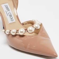 Pre Owned Jimmy Choo Beige Patent Leather Aurelie 85 Pumps Size 38