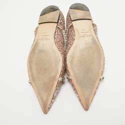 Pre Owned Jimmy Choo Metallic Glitter Crystal Embellished Ballet Flats Size 40.5