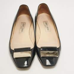 Pre Owned Jimmy Choo Black Patent Leather Ballet Flats Size 40