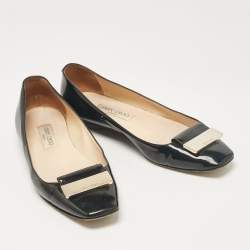 Pre Owned Jimmy Choo Black Patent Leather Ballet Flats Size 40
