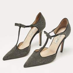 Jimmy Choo Black Studded Suede Talan Bow Pumps Size 37