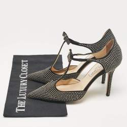 Jimmy Choo Black Studded Suede Talan Bow Pumps Size 37