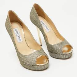 Jimmy Choo Metallic Lurex Fabric Dahlia Pumps Size 36