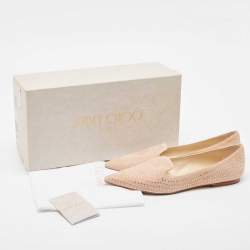 Pre Owned Jimmy Choo Pink Suede Calix Ballet Flats Size 38
