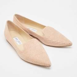 Pre Owned Jimmy Choo Pink Suede Calix Ballet Flats Size 38