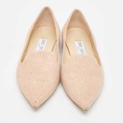 Pre Owned Jimmy Choo Pink Suede Calix Ballet Flats Size 38