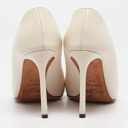 مملوكة مسبقًا Jimmy Choo Off White Leather Romy Pumps Size 37.5