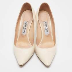 مملوكة مسبقًا Jimmy Choo Off White Leather Romy Pumps Size 37.5