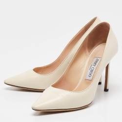 مملوكة مسبقًا Jimmy Choo Off White Leather Romy Pumps Size 37.5