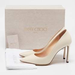 مملوكة مسبقًا Jimmy Choo Off White Leather Romy Pumps Size 37.5