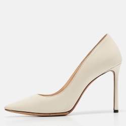 مملوكة مسبقًا Jimmy Choo Off White Leather Romy Pumps Size 37.5