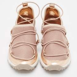 Pre Owned Jimmy Choo Metallic Leather and Mesh Slip On Sneakers Size 36