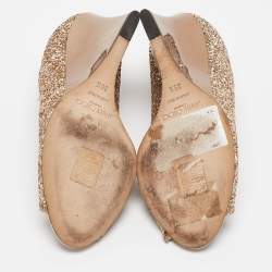 Jimmy Choo Gold Glitter Baxen Wedge Pumps Size 35.5
