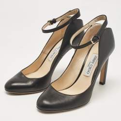 Pre Owned Jimmy Choo Black Leather Helena Pumps Size 38.5