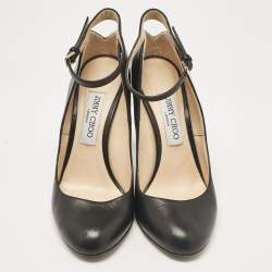 Pre Owned Jimmy Choo Black Leather Helena Pumps Size 38.5