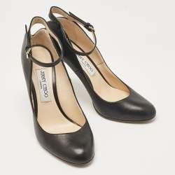 Pre Owned Jimmy Choo Black Leather Helena Pumps Size 38.5
