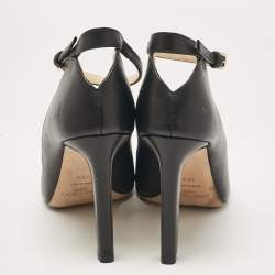 Pre Owned Jimmy Choo Black Leather Helena Pumps Size 38.5