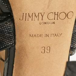 Jimmy Choo Metallic Lurex Fabric Ankle Strap Sandals Size 39