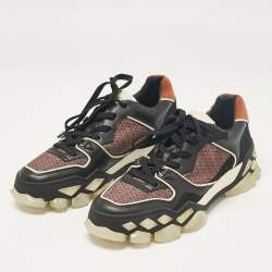 Pre Owned Jimmy Choo Multicolor Leather and Suede Diamond Lace Up Sneakers Size 40