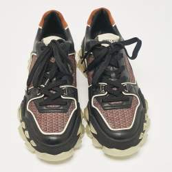 Pre Owned Jimmy Choo Multicolor Leather and Suede Diamond Lace Up Sneakers Size 40